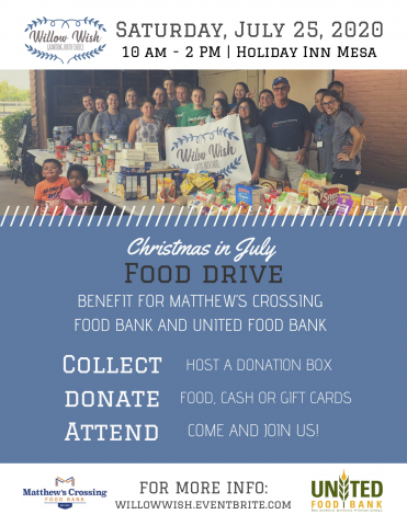 Food Drive Flyer - Christmas in July Saturday July 25 2020